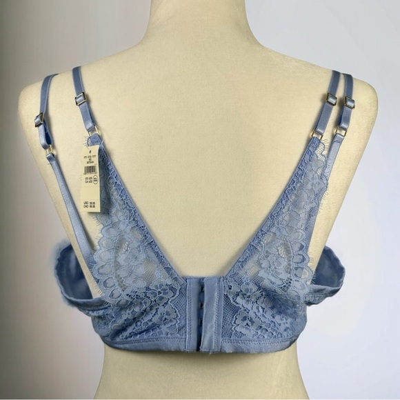 NWT Aerie AE Show Off Plunge Push Up Padded Lace Bra 42B Blue Ocean Sky - Picture 2 of 9